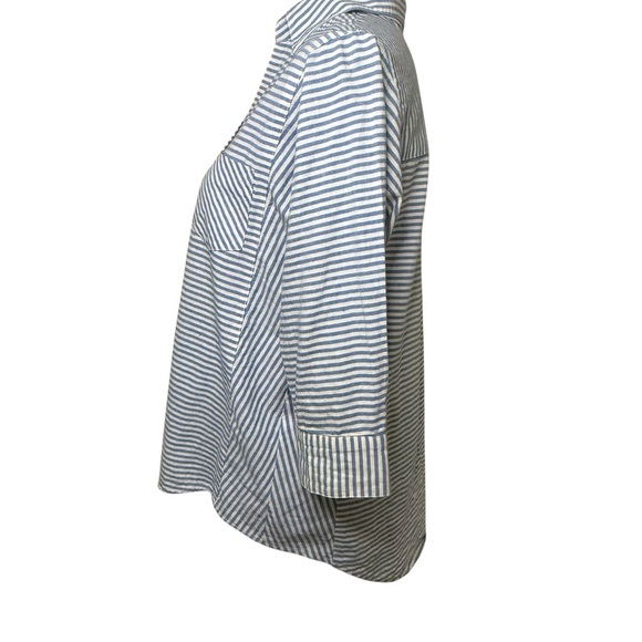 Lili’s Closet | Striped Button Down Blue & White Shirt | 100% Cotton | Sz M - Picture 3 of 8